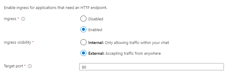 Azure container app ingress