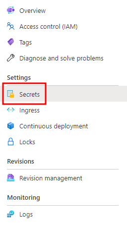 Azure container app secrets